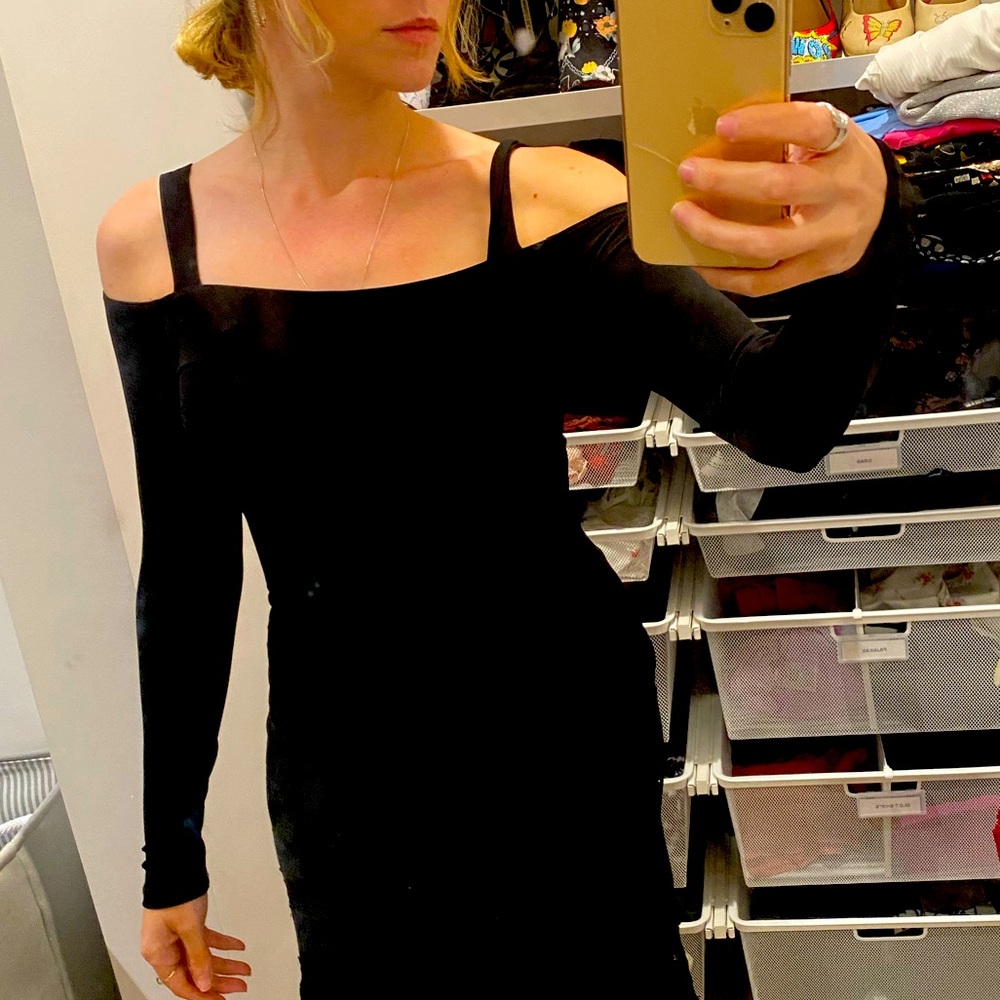 BCBG Black Cold Shoulder Body Suit